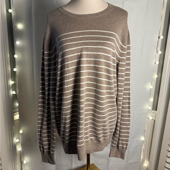 Banana Republic Other - Banana Republic Brown and White Crewneck Sweater with Stripes